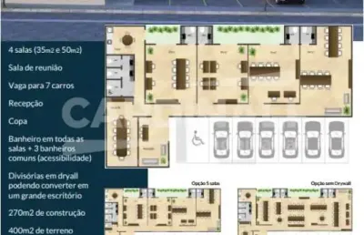 Sala com banheiro privativo 1 recepção 1 sala de reuniões 1 copa 3 banheiro com acessibilidade 7 vagas de estacionamentos ponto de esquina  excelente localização: 4 quarteirões da santa casa, 1 quarte