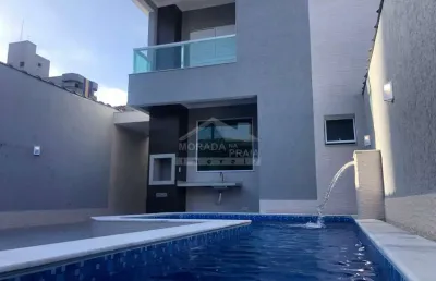 Sobrado geminado zero quilômetro na vila tupi, 3 suítes em praia grande - sp.