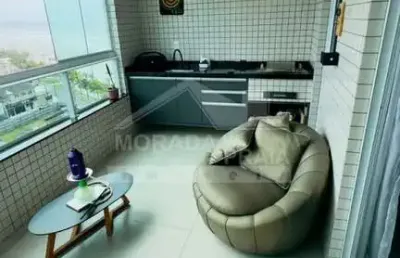 Apartamento vista mar na vila mirim, 2 dormitórios, sacada, lazer, confira em praia grande.
