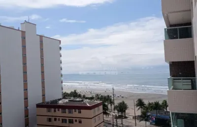 Apartamento frente mar de 2 dormitórios, sacada, confira em praia grande.
