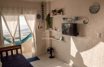 Apartamento mobiliado e vista mar, 2 dormitórios, sacada, só na imobiliária em praia grande.