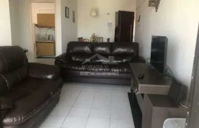 Apartamento 2 dormitórios, 1 suíte, mobiliado, vista mar, churrasqueira a carvão na tupi.