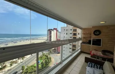 Apartamento mobiliado e frente ao mar, 3 dormitórios, confira na imobiliária em praia grande.