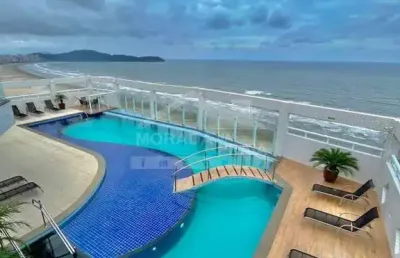 Apartamento frente mar na aviação, 3 suítes, 2 vagas, lazer, só em praia grande.