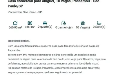 Casa comercial para alugar na Praça Charles Miller, Pacaembu, São Paulo