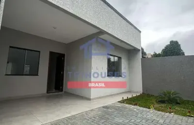 Linda casa nova com 2 dormitórios à venda, bairro estação, araucária, pr por r$500mil.