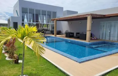 Casa em condomínio fechado com 4 quartos à venda na rua manoel leal, barra do jacuípe, camaçari por r$ 1.230.000