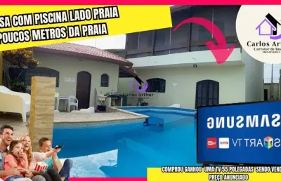 Casa com piscina lado praia em itanahem-sp por r$ 580.000,00