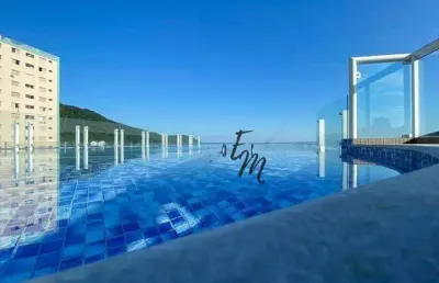 Lindo apartamento 04 dormitórios com sacada gourmet frente mar no canto do forte - praia grande - são paulo