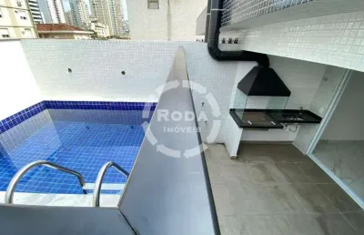 Casa sbreposta alta com 3 suítes e 2 vagas com piscina e churrasqueira no embaré em santos nova