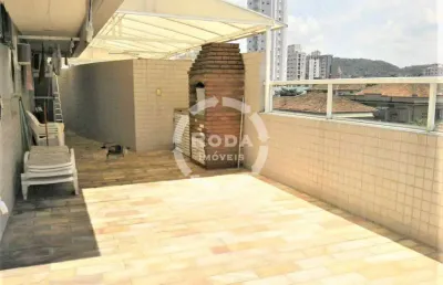 Apartamento garden com piscina e churrasqueira para locação em santos, localizado no bairro do gonzaga.