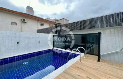 Casa sobreposta alta à venda, 3 quartos, 3 suítes, 2 vagas, embaré - santos/sp