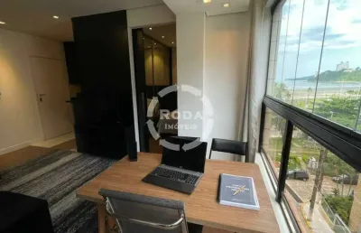 Flat 1 dormitório, vista mar na praia do itararé, são vicente (sp).