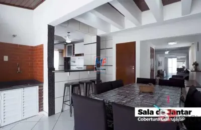 Excelente cobertura no guarujá/sp, 181m² a.u., 3 dormitórios (1 suíte), 2 salas, cozinha, churrasqueira, solarium, piscina privativa, 2 vagas (porteira fechada) (ref 19.990)