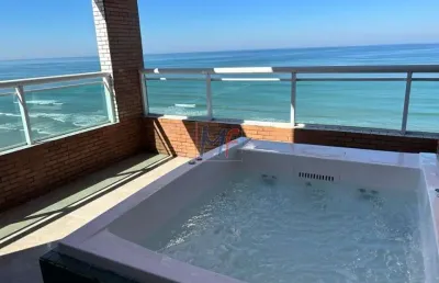 Cobertura duplex frente ao mar no centro de mongaguá , 122 m² de a.u., 3 dorms., (sendo 1 suíte), varanda gourmet, lazer e 3 vgs. ref: 18.876