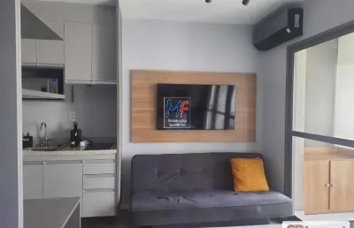 Excelente apto studio em indianópolis, com 25m² a.u., totalmente mobiliado , 1 dormitório, sala, cozinha, banheiro, varanda, lazer. prox. av. ibirapuera (ref 20.681)