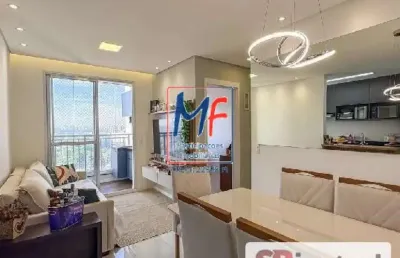 Excelente apto em rudge ramos, sbc/sp, com 52 m² a.u., 2 dormitórios, sala, cozinha, varanda gourmet envidraçada, 1 vaga, lazer (ref 21.463)