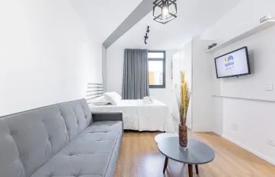Studio decorado para alugar em curitiba, para até 4 pessoas, 29m²