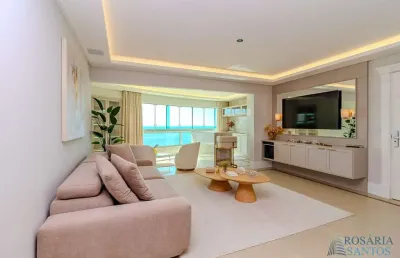 Apartamento alto padrão finamente decorado e mobiliado com 03 suítes 02 vagas de garagem na barra sul - frente mar