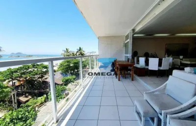 Frente mar - apartamento com 4 quartos - prédio com piscina e churrasqueira - 2 vagas - praia das pitangueiras, guarujá.