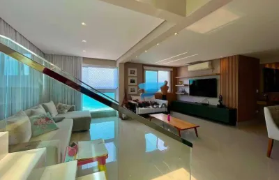 Cobertura duplex com 3 dormitórios, vista mar, piscina à venda na praia das pitangueiras - guarujá/sp