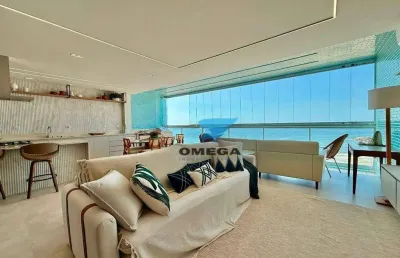 Apartamento reformado em frente ao mar à venda na praia das pitangueiras no guarujá i omega imoveis