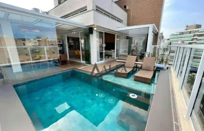 ** casa del mar - oportunidade - cinematográfica cobertura penthouse c/ piscina c/ deck molhado e ampla área gourmet c/ churrasqueira - 4 vagas **