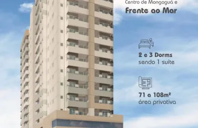 Mongaguá, prédio frente para o mar, 2 dorms, suite, sacada gourmet