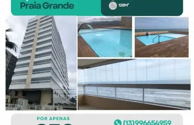 Sensacional apartament 3 quartos no jardim real praia grande - frente mar