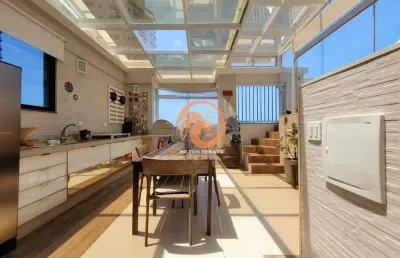 Cobertura duplex com vista para o mar na ponta da praia em santos-sp