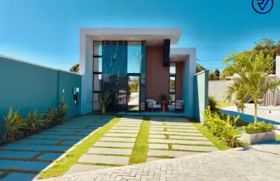 Casa em condomínio fechado com 3 quartos à venda na noé leite de freitas, 6891, parque havaí, eusébio, 85 m2 por r$ 429.000