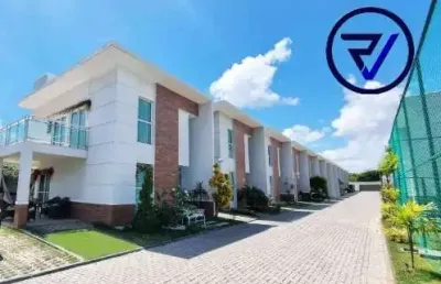 Casa em condomínio fechado com 3 quartos à venda na estrada do fio, 2000, encantada, eusébio, 138 m2 por r$ 599.000