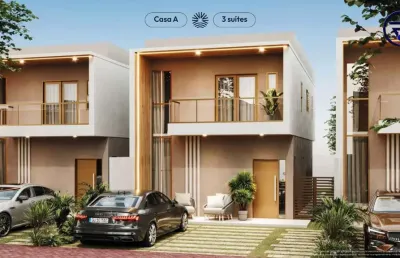 Casa em condomínio fechado com 3 quartos à venda na acilon gonçalves pinto, 275, guaribas, eusébio, 125 m2 por r$ 769.000