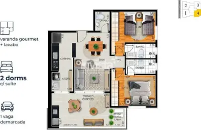 Apartamento com 2 quartos à venda na Aparecida, Santos 