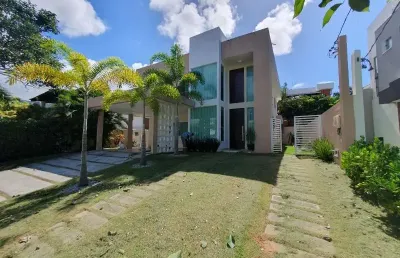Casa em condomínio fechado com 5 quartos à venda na rua caraíva,  alphaville litoral norte i, alphaville (abrantes), camaçari, 450 m2 por r$ 1.950.000