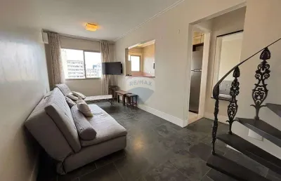 Triplex mobiliado em santa cecília para locação - 1 dormitório com terraço e churrasqueira