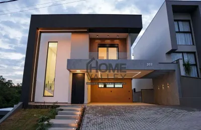 Belíssima casa moderna com 3 suítes, escritório, piscina, localizada no condomínio bosque da mata, valinhos.