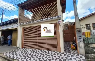 Venda e locação de sobrado no nova arujá, em arujá/sp, 180m² com 2 quartos, sala com varanda, quintal com edícula e garagem coberta. consulte-nos.