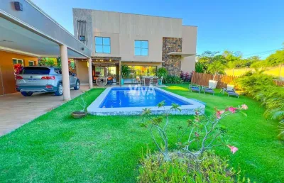 Casa duplex com 5 suítes no  alphaville fortaleza  - porteira fechada