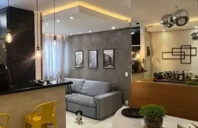 Apartamento reformado com 53 m², sala para 2 ambientes, cozinha americana, 2 dormitórios, 1 vaga