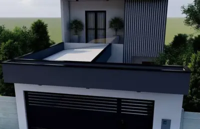 Casa sobrado à venda com projeto arquitetônico moderno