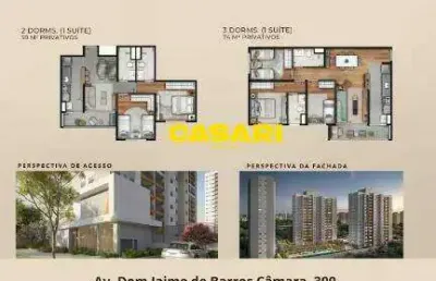 Apartamento com 2 dormitórios à venda, 70 m²- planalto - são bernardo do campo/sp