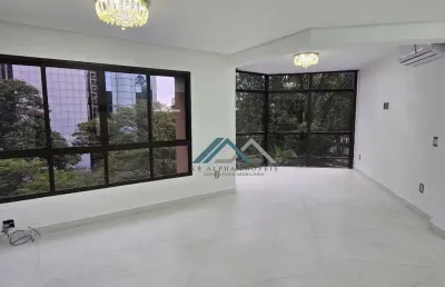 Apartamento semimobiliado com 3 dormitórios, sendo 1 suíte para alugar, 130 m² por r$ 13.000/mês - edifício alphama - barueri/sp