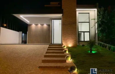 Casa para venda condomínio fechado em bonfim paulista, terras de bonfim, praça santanna, 3 suites, gourmet e piscina em 285 m2 total