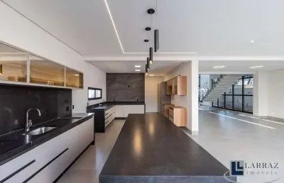 Maravilhoso sobrado novo alto padrão para venda no charmoso condominio alphaville em bonfim paulista, 4 suites, gourmet e piscina em 353 m2 de area co