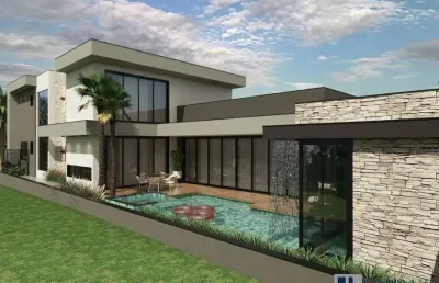 Maravilhoso sobrado novo altíssimo padrão para venda no charmoso condominio guaporé 1, 4 suites, piscina, gourmet, completa em 450 m2 de area construi