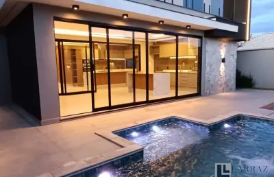 Maravilhoso sobrado novo para venda na vila do golfe, cond. quinta dos ventos, 3 suites mais escritório reversivel, gourmet e piscina em 306 m2 constr