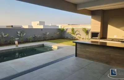 Lindo sobrado novo alto padrão para venda na vila do golf, cond. terras de florença, 3 suites mais escritório, piscina e gourmet em 295 m2 construidos