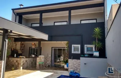 Lindo sobrado alto padrão para venda em bonfim paulista no jd. santa cecilia, 3 dormitorios sendo 1 suite, varanda gourmet e piscina em 250 m2 de area