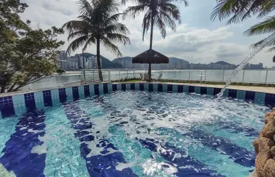 Vista total do mar! apartamento a venda em frente a praia da astúrias em guarujá!!